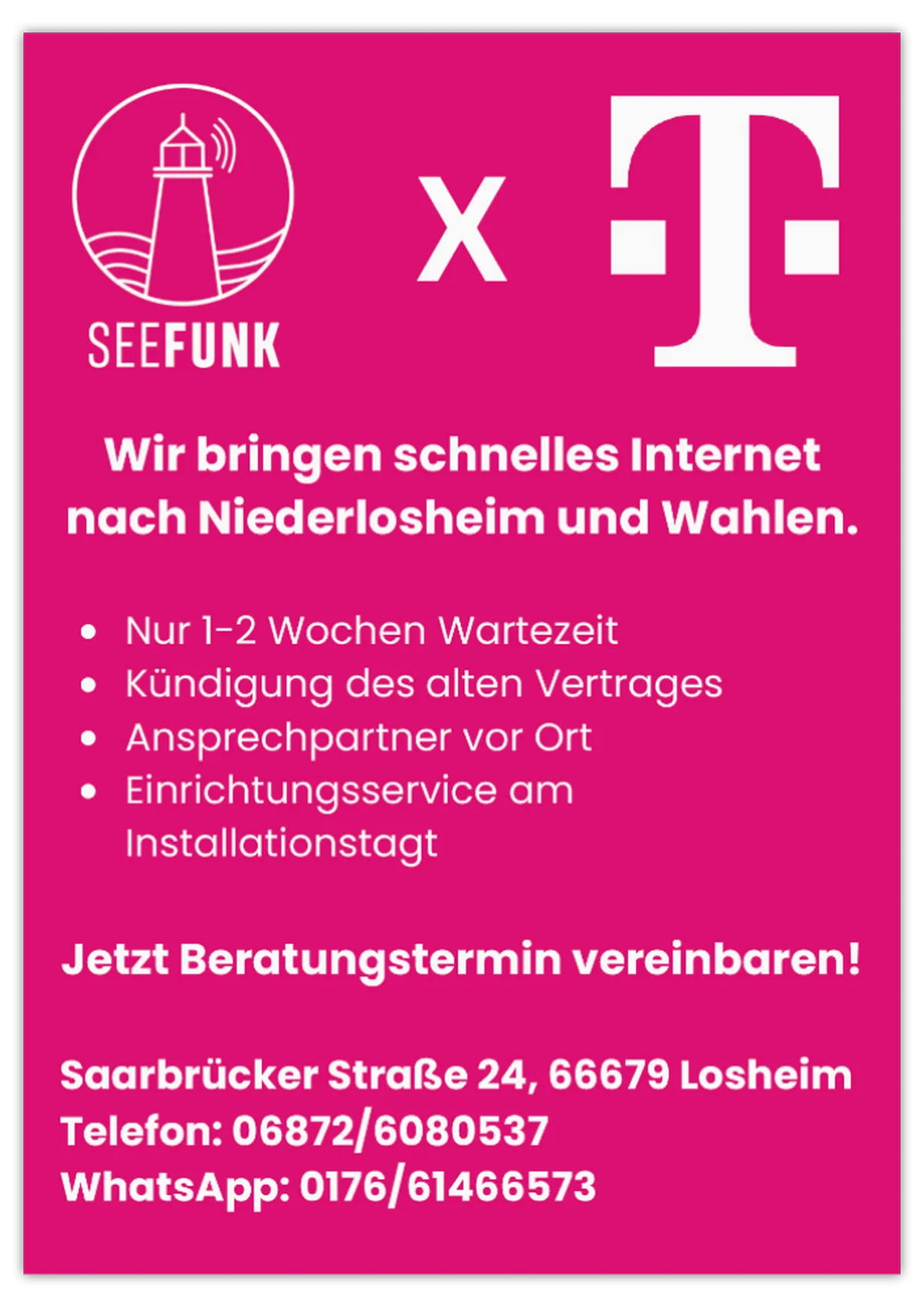 SEEFUNK x Telekom: schnelles Internet für Niederlosheim und Wahlen