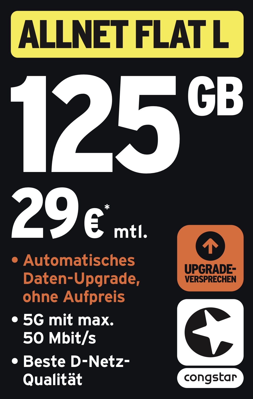 congstar Allnet Flat L mit 125 GB für 29 € monatlich